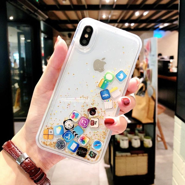 Apps Icon Emoji Glitter Case