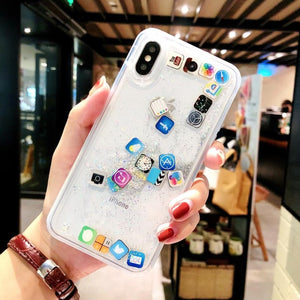 Apps Icon Emoji Glitter Case