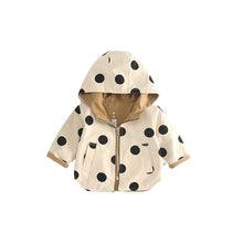 Load image into Gallery viewer, Hooded Polka Dot Zipper Coat