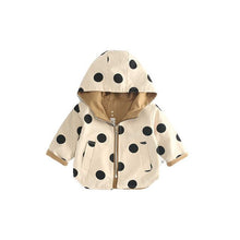 Load image into Gallery viewer, Hooded Polka Dot Zipper Coat