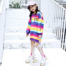 Load image into Gallery viewer, Rainbow Striped Long T-shirt