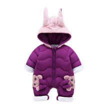 Load image into Gallery viewer, Warm Hooded Baby Jumpsuit